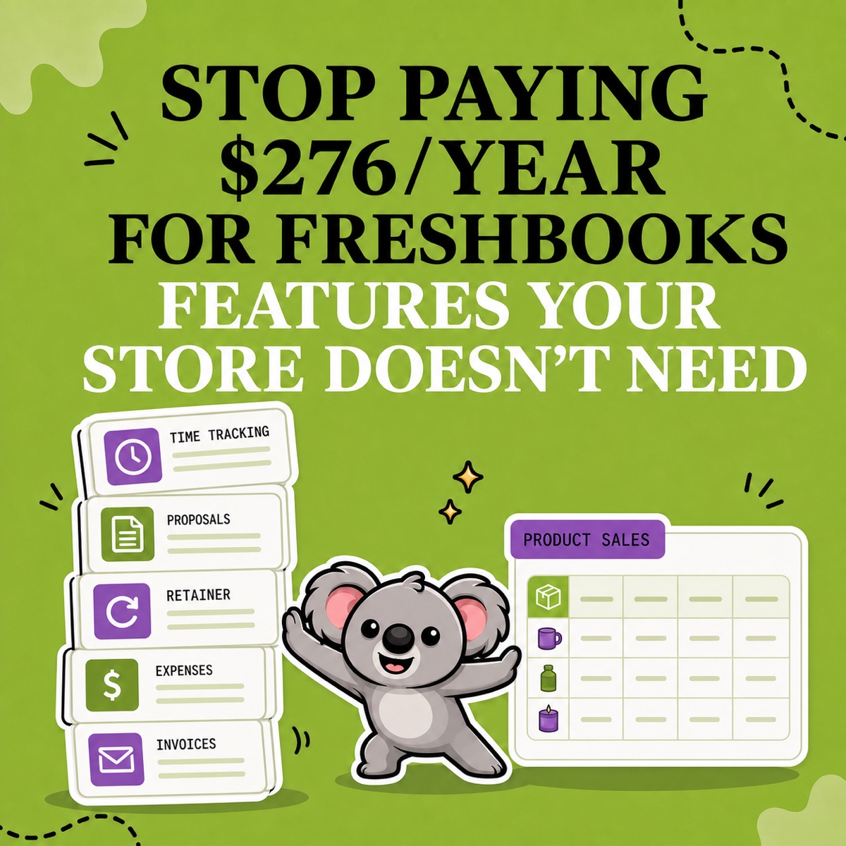 STOP PAYING $276/YEAR FOR FRESHBOOKS FEATURES YOUR STORE DOESN'T NEED. Leafy separates Shopify product-sales data from a service-business toolkit.